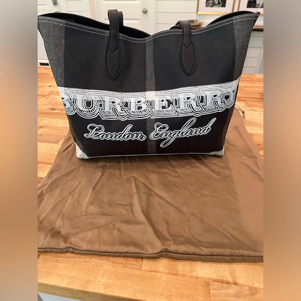 Authentic Burberry Coated Canvas Tote Bag